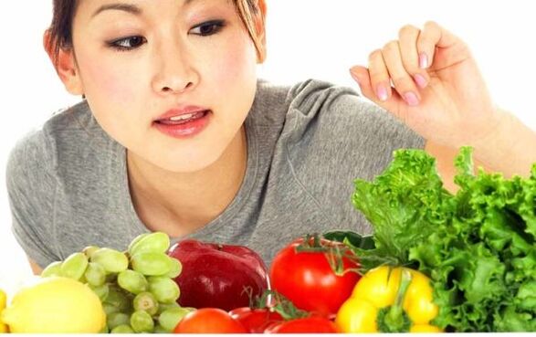 A Japanese girl chooses products for a diet