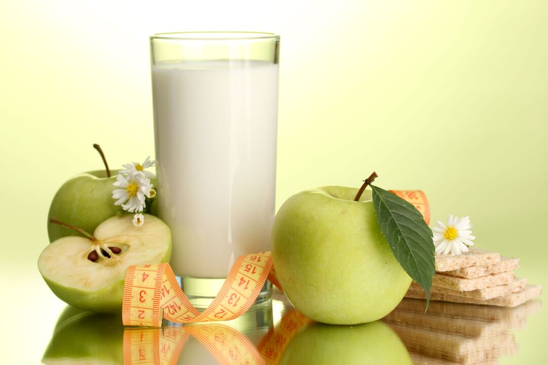 Diet on kefir and apple